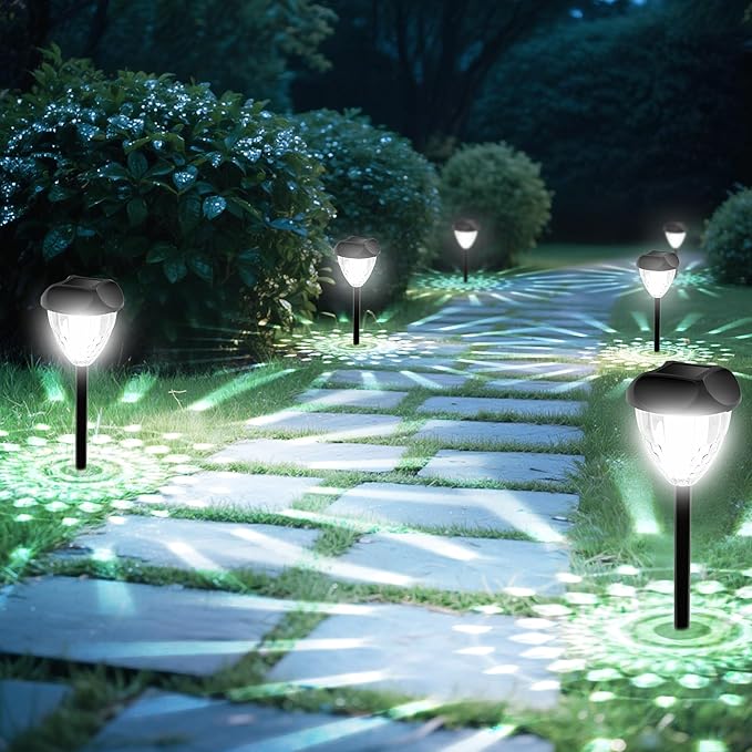 Ensenior 12-Pack Solar Lights Outdoor, 14.17" Auto ON/Off 6500K LED Solar Garden Lights for Pathway, Yard, Patio, Walkway, Planter, Waterproof, Energy-Efficient Landscape Lighting