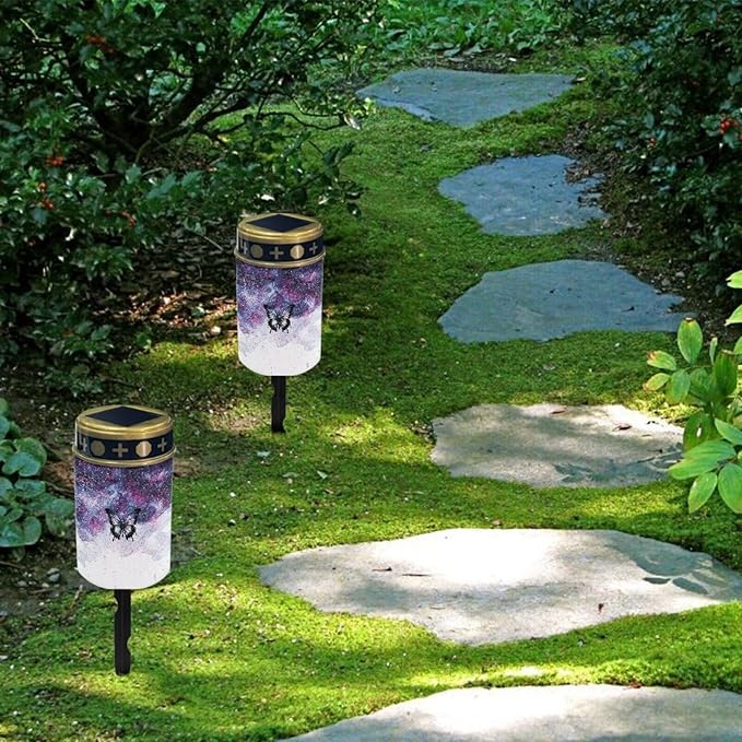 Butterfly Galaxy Sky Solar Outdoor Lights Eternal Light Solar Garden Stake Lights Landscape Lighting Driveway Markers Solar Pathway Lights for Cemetery Grave Decorations Memorial Gift