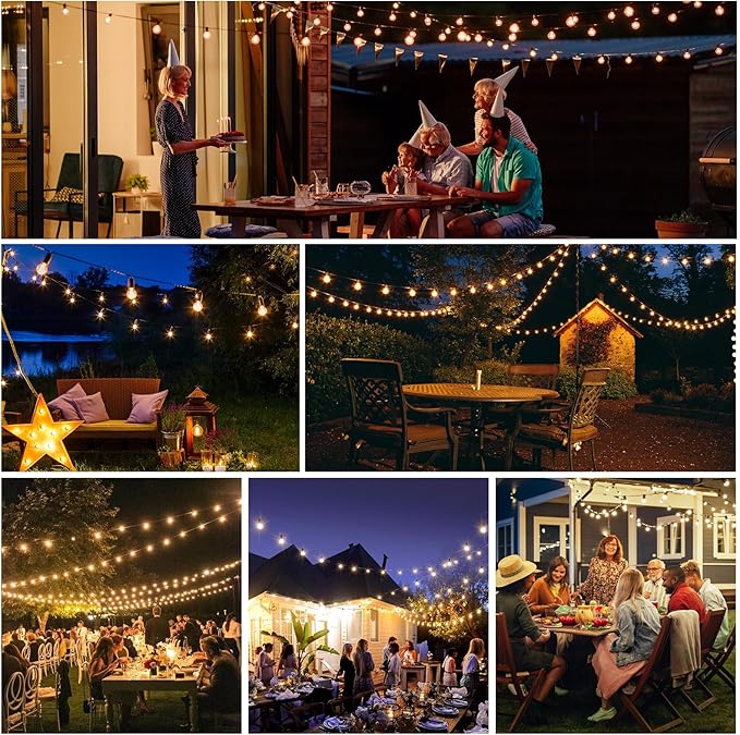 Outdoor String Lights 30ft LED Hanging Globe Patio Lights with G40 Shatterproof Bulbs(10+1 Bulbs), Waterproof Connectable Hanging Light for Indoor Outdoor Decor Garden Camping Backyard Porch