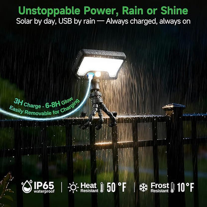 Solar Motion Lights - with Flexible Tripod 3-Color Mode lamp, 92 LEDs 600LM Lights with 2700K/5000K/7000K Adjustable Hightlight, Security Lights for Fence, Deck, Gutter (4-Pack