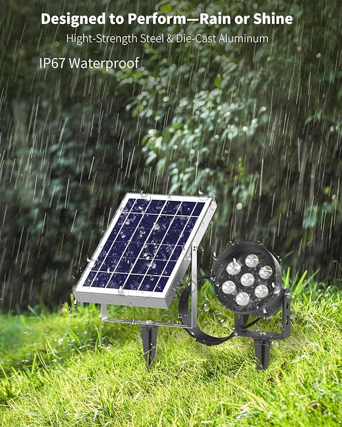 Ofuray Solar Spot Lights Outdoor, RGB Color Changing with 8 Lighting Modes, IP67 Waterproof Landscape Lights 9.8ft | Lumora