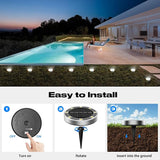 Peasur Solar Ground Lights Outdoor, 8 Pack Flat Solar Powered Disc Lights, IP68 Waterproof, Anti-Rust, Landscape | Lumora