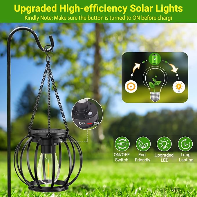 KOOPER Solar Lanterns Outdoor Lights +Solar Pathway Lights Outdoor