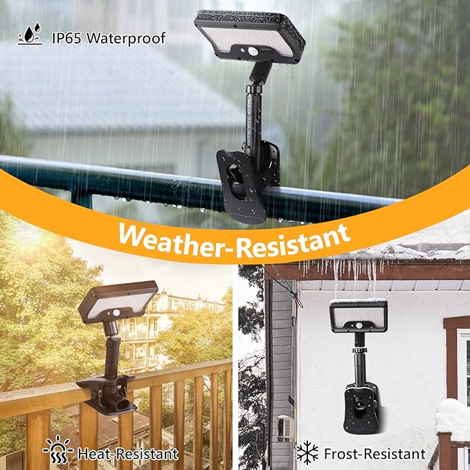 Clip On Solar Lights Outdoor with Motion Sensor, 360°Rotatable & Vertically Adjustable Solar Fence Lights with 92 | Lumora