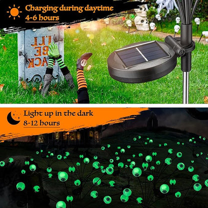 Halloween Decorations Outdoor, Flumy 4 Pack 32LED Solar Eyeball Lights, Scary Decor Lights Waterproof, for Backyard Landscape Lawn Solar Lightning, Garden Pathway Halloween Party Yard Patio