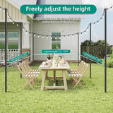 4 Pack String Light Poles, 10Ft Light Poles for Outside, Metal Poles with Fork, Lighting Hanging Post Accessories | Lumora