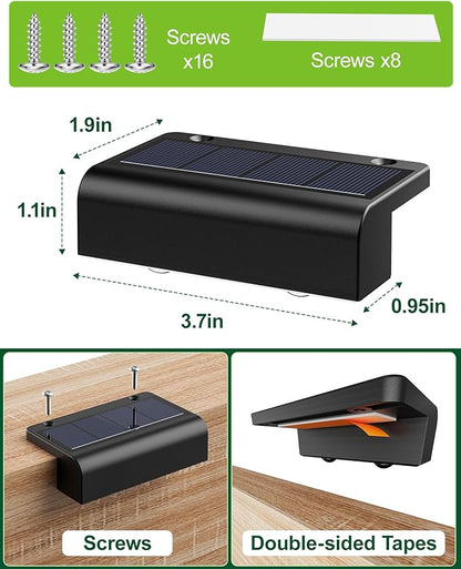 Bridika 8 Pack Solar Deck Lights, Lens Led Solar Lights Outdoor Waterproof, Fence Light Solar Powered for Deck, Step, Stair, Railing, Patio and Backyard (Warm White)