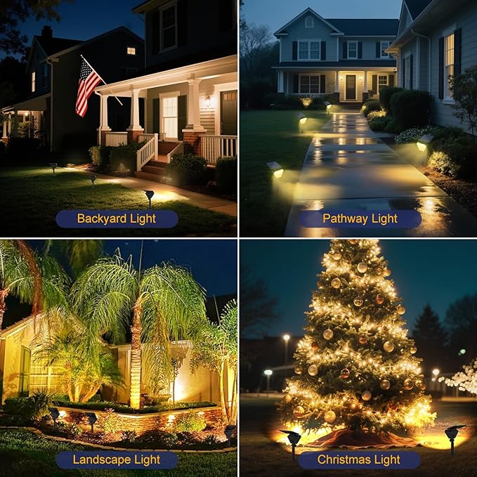 T-SUN Solar Lights Outdoor Waterproof IP65, 12 Pack LED Solar Spot Lights Color Changing IP65 Waterproof Smart Auto | Lumora