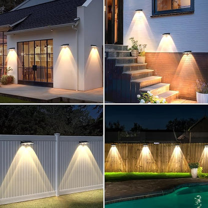 Solar Fence Lights Outdoor 8-Pack, Waterproof Fence Light Solar Powered with 3 Modes (3000K/4500K/6500K) for Outside, Patio, Deck, Stair, Step, Garden, Backyard, Walkway, Pathway, Railing