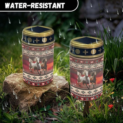 Western Aztec Horse Solar Pathway Lights Outdoor Waterproof Warm Lights Solar Stake Lights LED Solar Garden Lights Decorative for Yard Patio Driveway Flameless Landscape Lighting