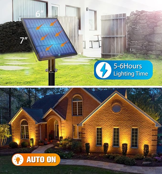 APONUO Metal Outdoor Solar Landscape Lights, Waterproof Spotlight 6-in-1 for Yard Landscape Lighting, Auto On/Off | Lumora