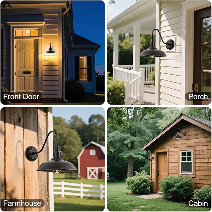 10in Dome Gooseneck Outdoor Light Fixture Bronze Exterior Barn Porch Door Light Fixture with Wall Mount 2 Pack | Lumora