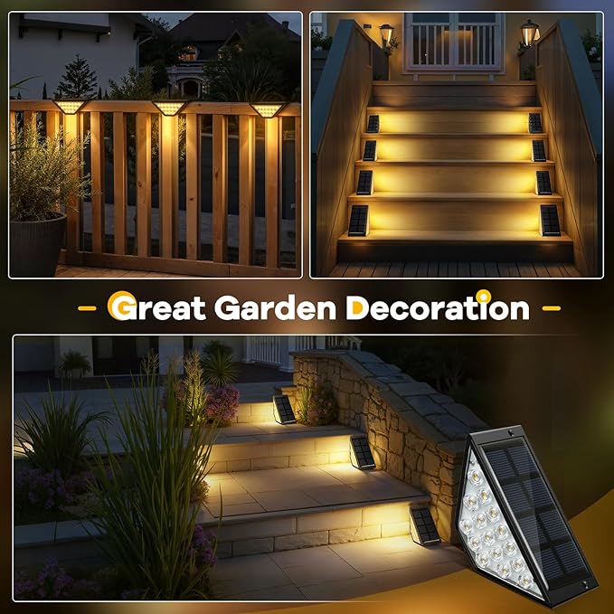 Solar Step Lights for Outside, Solar Stair Lights Outdoor Waterproof, Deck Step Lights for Fence, Patio, Yard, Porch, Front Door, Sidewalk, Garden, Patio Decor (12, Warm White)