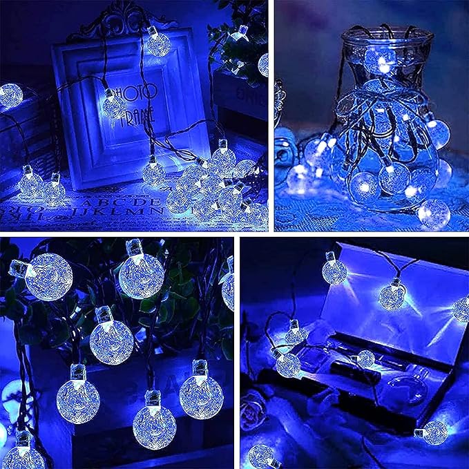 Lezonic Halloween Decorations Solar Lights,Solar Light Outdoor Waterproof with 8 Lighting Modes 7M/ 24 Ft,50 LED Solar Outdoor String Lights for Tree,Garden,Patio,Party,Festival (Blue)
