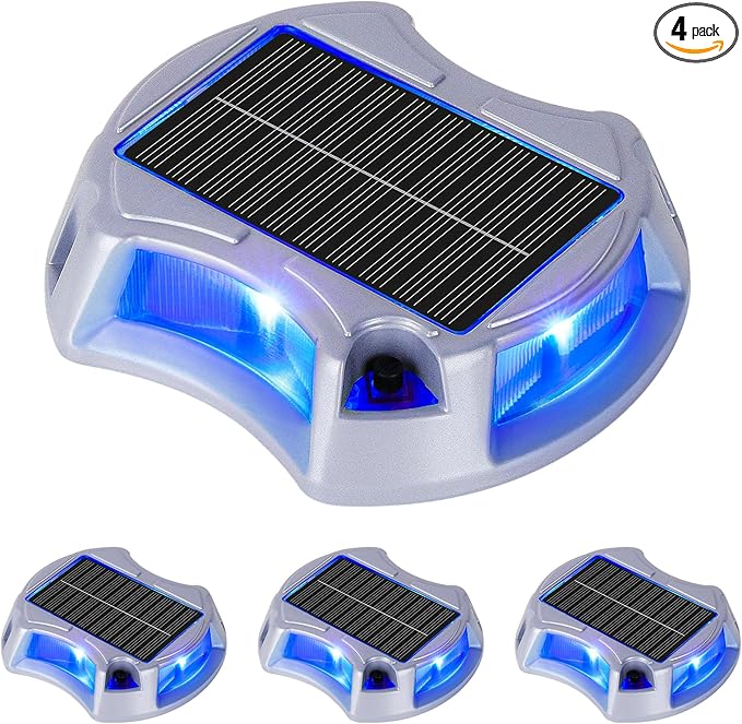 Bosceos Solar Driveway Lights Outdoor 4-Pack, Solar Deck Lights RGB Color Modes Dock Light Waterproof Driveway | Lumora