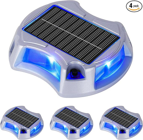 Bosceos Solar Driveway Lights Outdoor 4-Pack, Solar Deck Lights RGB Color Modes Dock Light Waterproof Driveway | Lumora