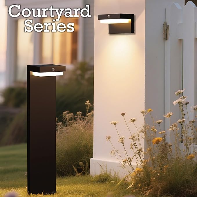 Solar Pathway Lights - Walkway Solar Lights for Outside - PIR Sensor & Two Lighting Modes - Rechargeable Battery Lasts Up To 55 Hours - 3000K - IP44 Weather Resistant - 2 Pack - 20.5" Height