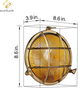 Sunluck Brass Bulkhead Light Grid Round Nautical Wall Lampshade,Ceiling Mount,Sauna Light Waterproof IP54,Rust | Lumora