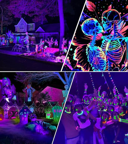 SUNVIE LED Black Light Outdoor Halloween Spotlight with Photocell Sensor 10W Outdoor Blacklight Waterproof 120V Purple Spotlight Outdoor Black Light Spotlight for Glow Party Fluorescent Poster, 2 Pack