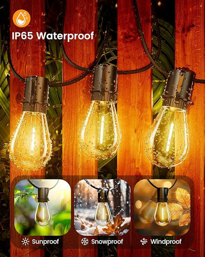 Torkase Outdoor String Lights 120FT S14 Patio Light 30+2 S14 Edison Bulbs 2200K Waterproof Connectable Dimmable Hanging Lights for Cafe Deck Party