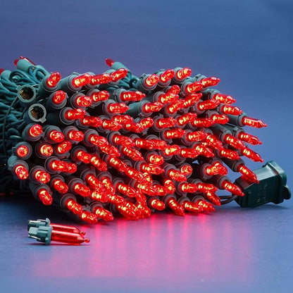 200 Count Red LED Christmas Lights, 66 ft Green Wire UL Certified Commercial Grade Holiday String Light Set (Red)