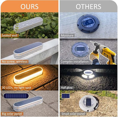 Lacasa 4pcs Solar Outdoor Floor Lamp Warm White 2700K 40LM LED Solar Light Outdoor Patio Decoration IP68 Waterproof Auto On/Off Lighting for Paths Garden Stairs Pathways Patio