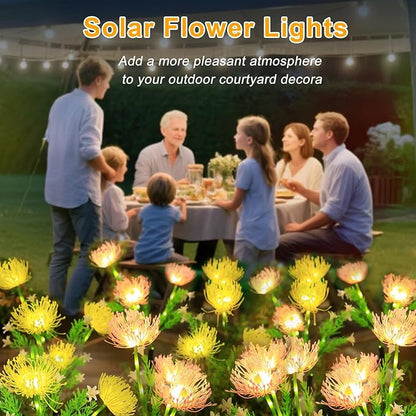 Solar Flowers Garden Lights, Outdoor Waterproof Lights Decorative for Garden, Yard, Backyard Decor 4-Pack Yellow & Pink Combo