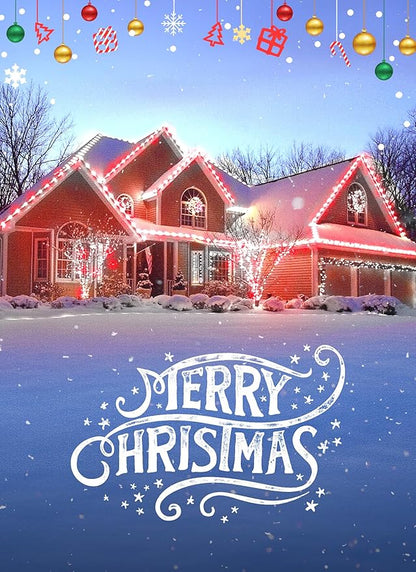 C9 Led Christmas String Lights, 68 Ft 100 LED Strawberry Roof Lights with 100 All in One Clips, Commercial Grade Waterproof Extendable for Indoor Outdoor Roofline Home Xmas Decor, Red & Pure White