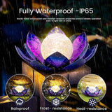 Huaxu Solar Lights for Outdoor Decor, Purple Lotus Flower Light, Waterproof LED Crackle Globe Glass Lamp for | Lumora