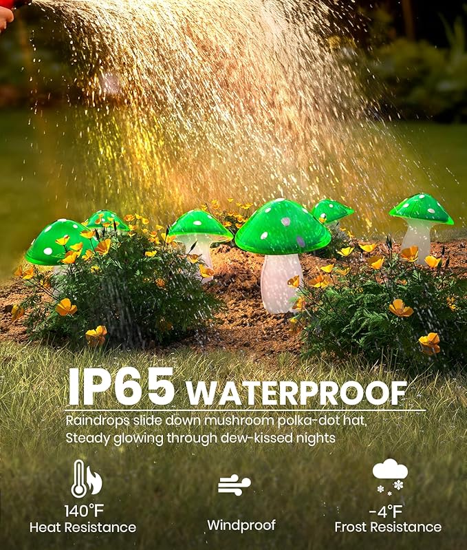 Solar Mushroom Lights Outdoor 9 Pack, Garden Outdoor Decor, 8 Lighting Modes, IP65 Waterproof, Crystal-Clear Fairy Decoration for Pathway/Yard/Flower Bed/Patio/Landscape/Backyard/Dwarf, String 30 FT