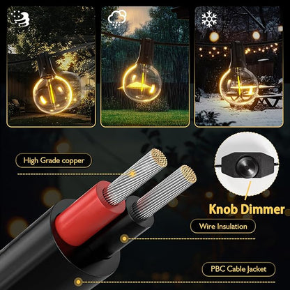 G40 Globe String Lights 60ft LED Shatterproof Hanging Patio Lights, 20+2 Bulbs, Waterproof Connectable for Indoor Outdoor Decor Garden Camping Backyard Valentine's Day Gifts for Men Him Hubby