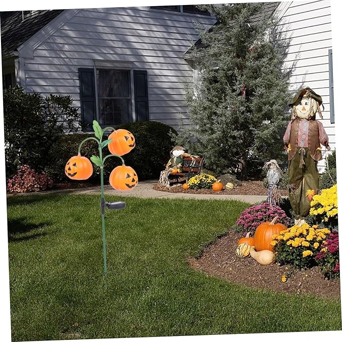 Halloween Pumpkin Solar Garden Light LED Outdoor Landscape Lawn Decor with Colorful Slow Flashing Glow