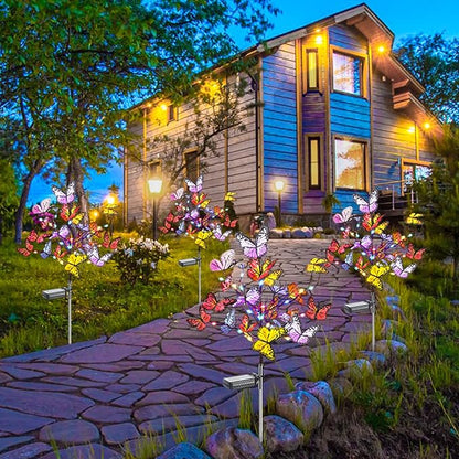 Admitrack 2 Pack Solar Garden Lights Outdoor Solar Butterfly Lights,Solar Outdoor Waterproof Solar Powered Lights, Solar Outdoor Decor Light for Landscape, Pathway, Yard (Colorful Light)