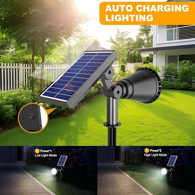 Solar Lights Outdoor Waterproof, 36 LEDs Adjustable Solar Spot Lights Outdoor, 2-in-1 Solar Powered Spotlight | Lumora