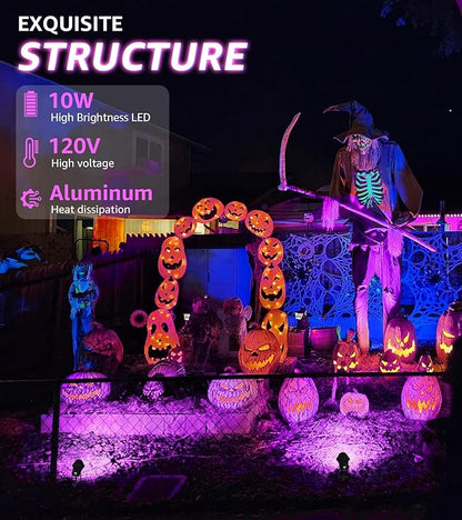SUNVIE LED Black Light Outdoor Halloween Spotlight with Photocell Sensor 10W Outdoor Blacklight Waterproof 120V Purple Spotlight Outdoor Black Light Spotlight for Glow Party Fluorescent Poster, 2 Pack