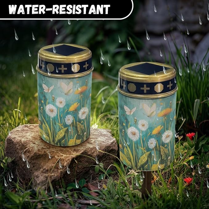 White Dandelion Cemetery Lights for Grave Solar Waterproof Led Solar Lights for Outside Solar - Outdoor Path Light | Lumora