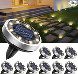 btfarm 10 Pack Solar Ground Lights Outdoor, 8 LED Solar Disc Lights IP65 Waterproof Flat Solar Light, Pathway | Lumora