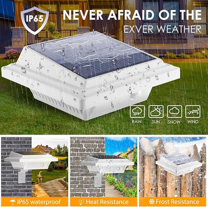 KEENZO Outdoor Solar Lights - Gutter Lights 6pcs, Solar-Powered LED Wall/Fence/Step/Deck Lights with 25 Warm White LED, Outdoor Waterproof Lighting for Garden, Patio, Backyard, Pathway and Eaves Wall