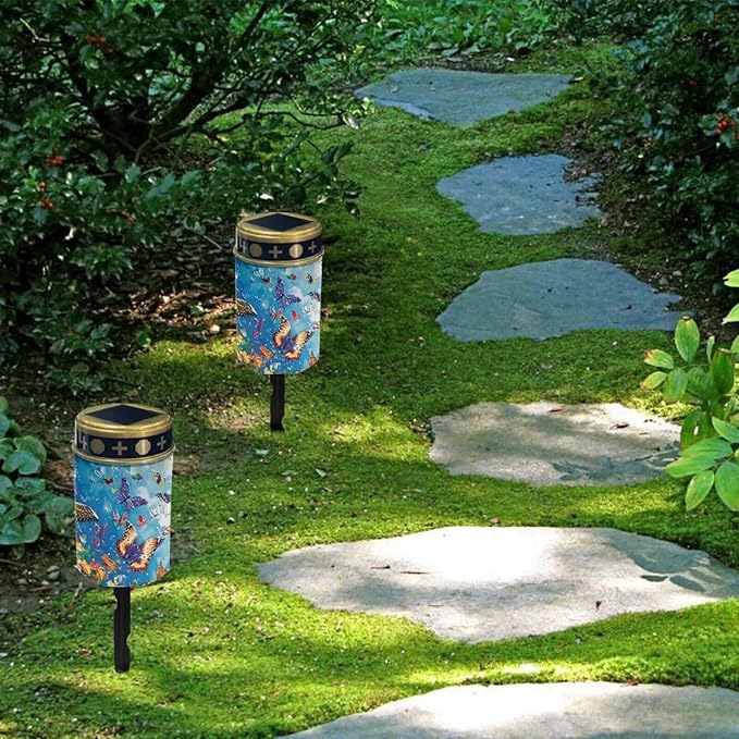 Solar Garden Lights,Butterfly Solar Lights Outdoor Waterproof, Auto On/Off, Pathway Solar Lights for Outside Yard Patio Walkway Driveway Landscape Lawn Decorations
