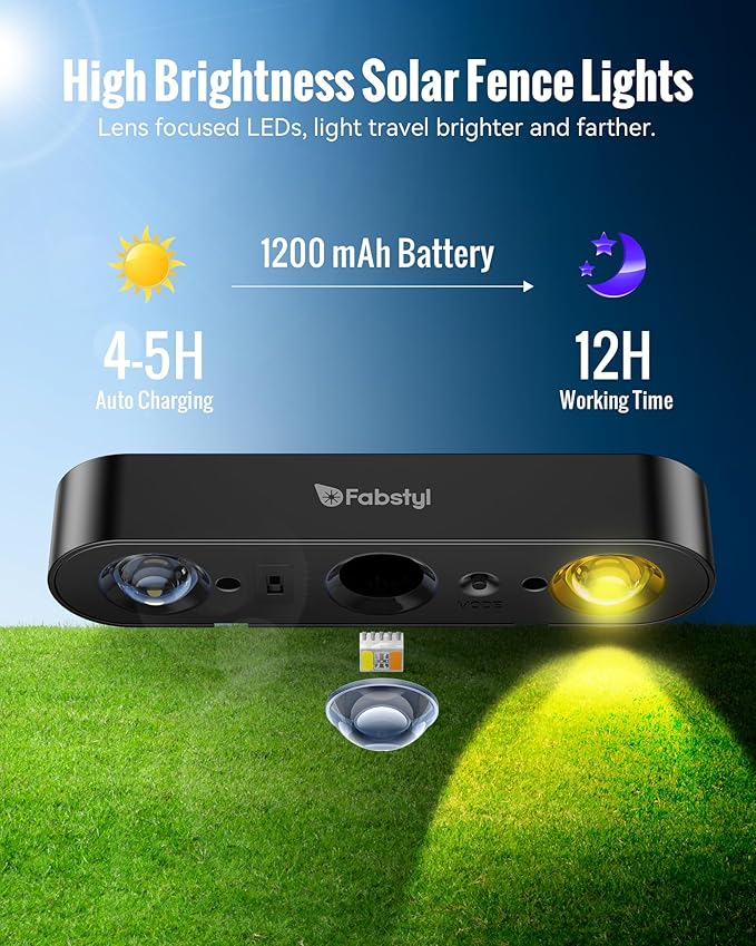 Solar Outdoor Fence Lights Solar Powered, 60LM RGB Outdoor Solar Lights with Sync Group Control & 10 Light Modes, Solar Lights Outdoor Waterproof IP65 for Outside Porch, Wall, Deck (16 Pack)