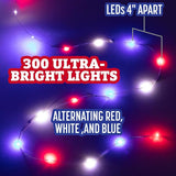 Red, White, & Blue USA Fairy String Lights (2 Pack) - 66ft / 20 m- Patriotic LED Outdoor Indoor Decorations for | Lumora
