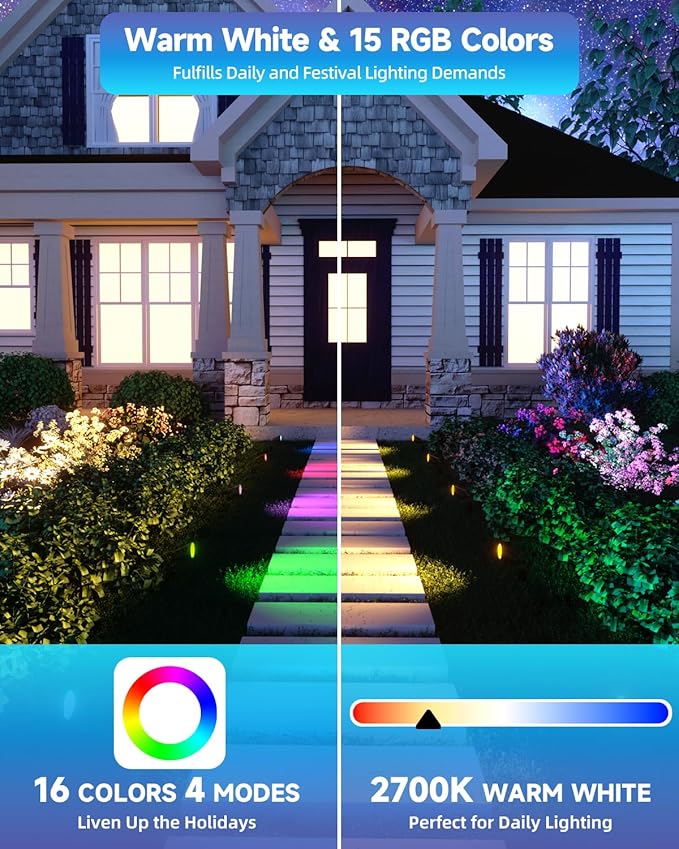 Landscape Spotlights Color Changing: 12V Low Voltage Spot Lights with 4W RGBW MR16 - Outdoor Security Flood Light | Lumora