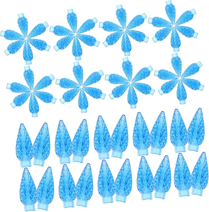 Uonlytech 100pcs Blue Nut Shaped Replacement String Light Bulb Covers Plastic LED Light Covers for Indoor Outdoor Easy Installation for Patio Garden Decor
