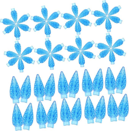Uonlytech 100pcs Blue Nut Shaped Replacement String Light Bulb Covers Plastic LED Light Covers for Indoor Outdoor Easy Installation for Patio Garden Decor