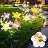 Alynsehom 2 Pack Solar Garden Lights, 29in Outdoor Waterproof Solar Flower Lights with 8 Lilies 4 Butterflies | Lumora