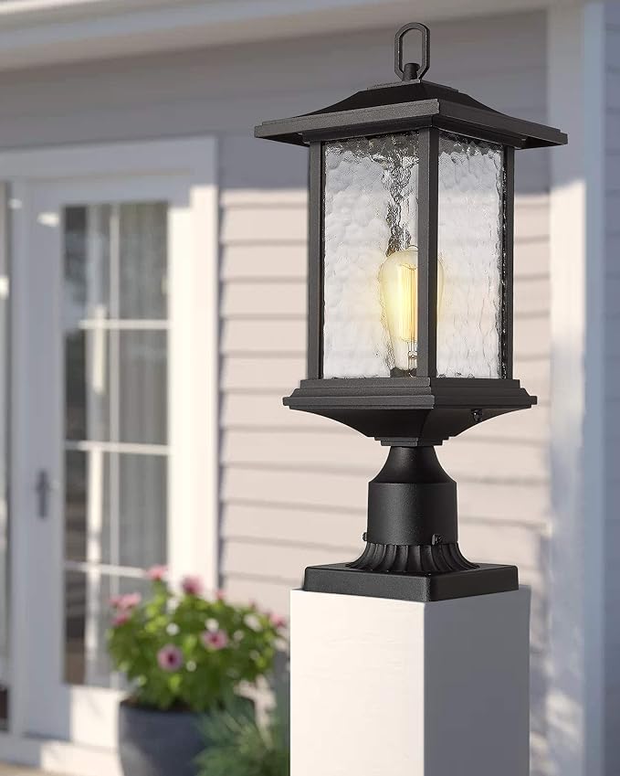 Beionxii Dusk to Dawn Outdoor Post Lights, 21inch Large Exterior Lamp Post Light Pier Mount Lantern with Base | Lumora