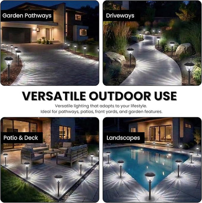 Energizer Outdoor Pathway Lights - 8 Pack 15 Lumen Bright Solar Lights for Outside with Patterned Glass & Metal Finish, Easy to Install Waterproof Sidewalk Lights for Better Illumination - Gunmetal