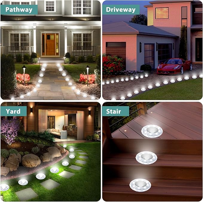 Solar Ground Lights 12 Pack Waterproof Outdoor Solar Lights for Yard Led Solar Garden Lights Bright Solar Powered | Lumora