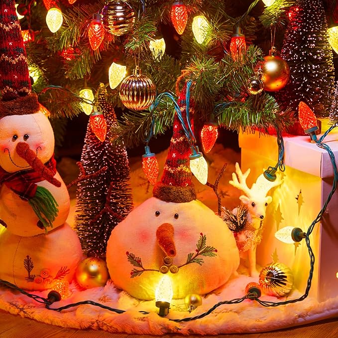 C9 LED Christmas String Lights, 66 ft 100 LED Strawberry Roof Lights, Commercial Grade Waterproof Extendable for | Lumora