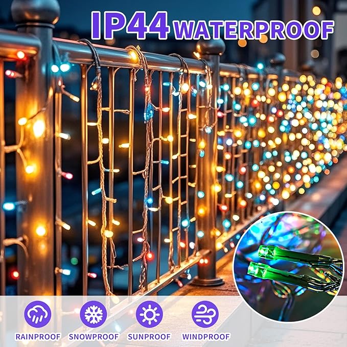 200 LED String Lights 66ft Multicolor, Plug in Fairy Lights with 8 Modes, Indoor Outdoor Christmas Lights for Tree | Lumora